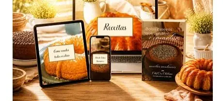 Mockup do material Bolos Caseiros que Vendem e Encantam